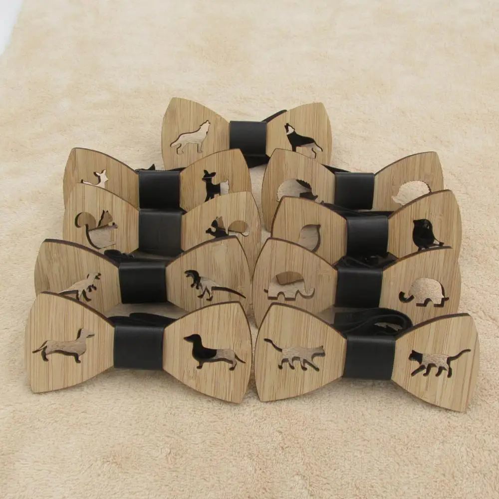 

2018 New Arrival Animal Wooden Bow Ties Handmade Bamboo Wood Butterfly Bow Tie For Party Wedding Neck Wear Tie