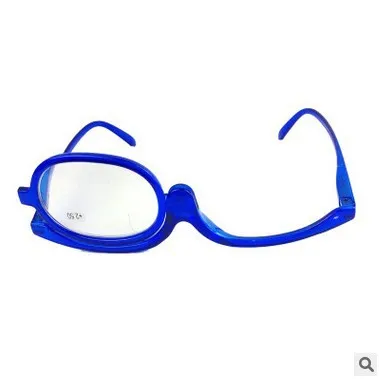 

180 Degree Rotating Cosmetic Glasses Folding Eyeglasses Rotatable Frame Making Up Reading Glass Makeup Glasses BLUE