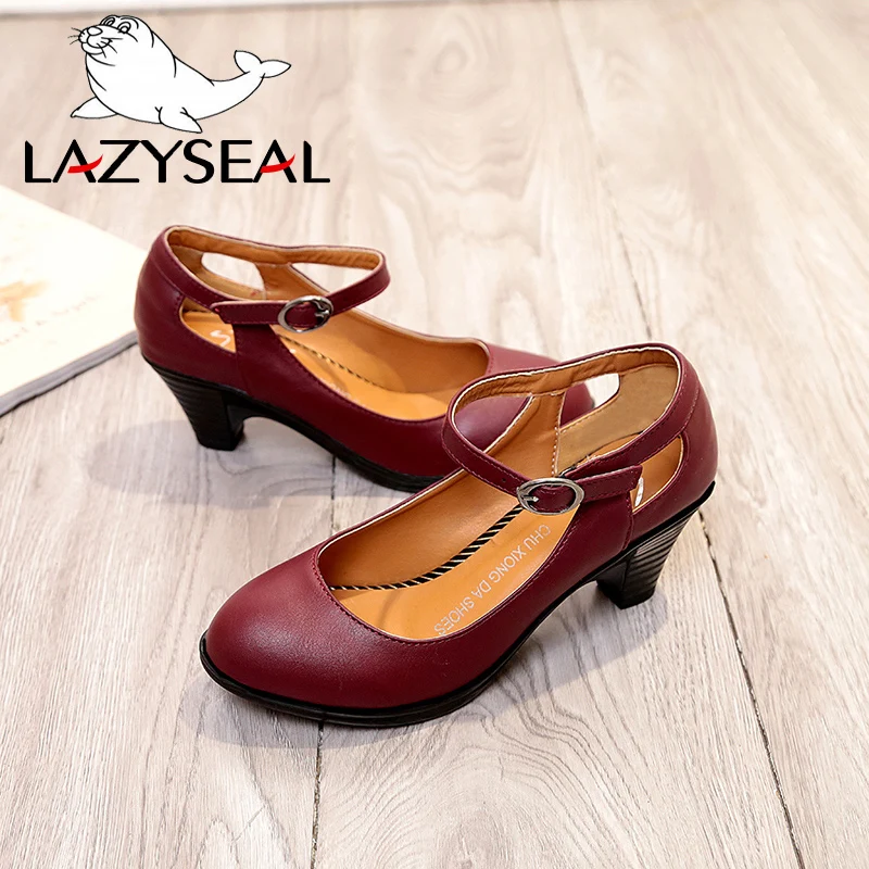 Туфли LazySeal женские на высоком каблуке заостренный носок туфли лодочки пряжка