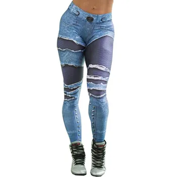 

NORMOV Casual Women Leggings Mid Waist Elastic Push Up Patchwork Print Ankle Length Spandex Leggin Skinny Femme Leggings