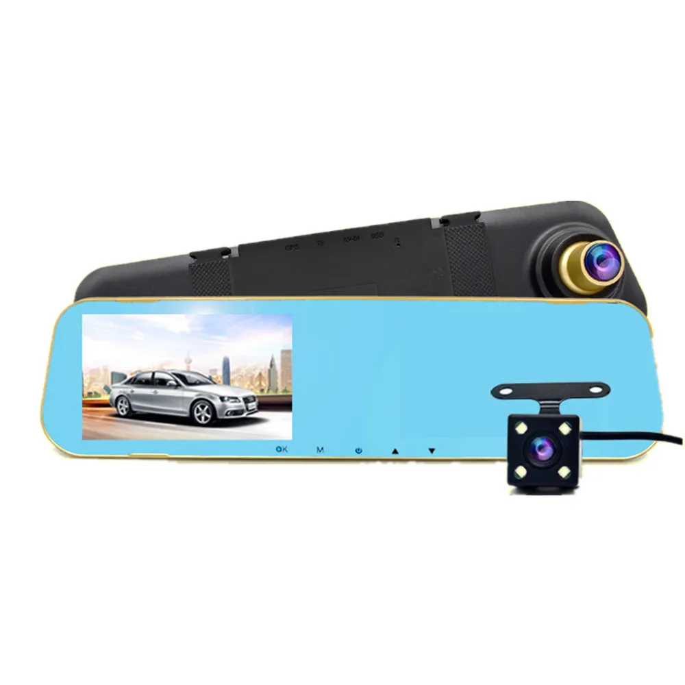 Chunmu Автомобильный видеорегистратор зеркало заднего вида FHD 1080P Dashcam двойной объектив с камерой заднего вида Авто Регистратор
