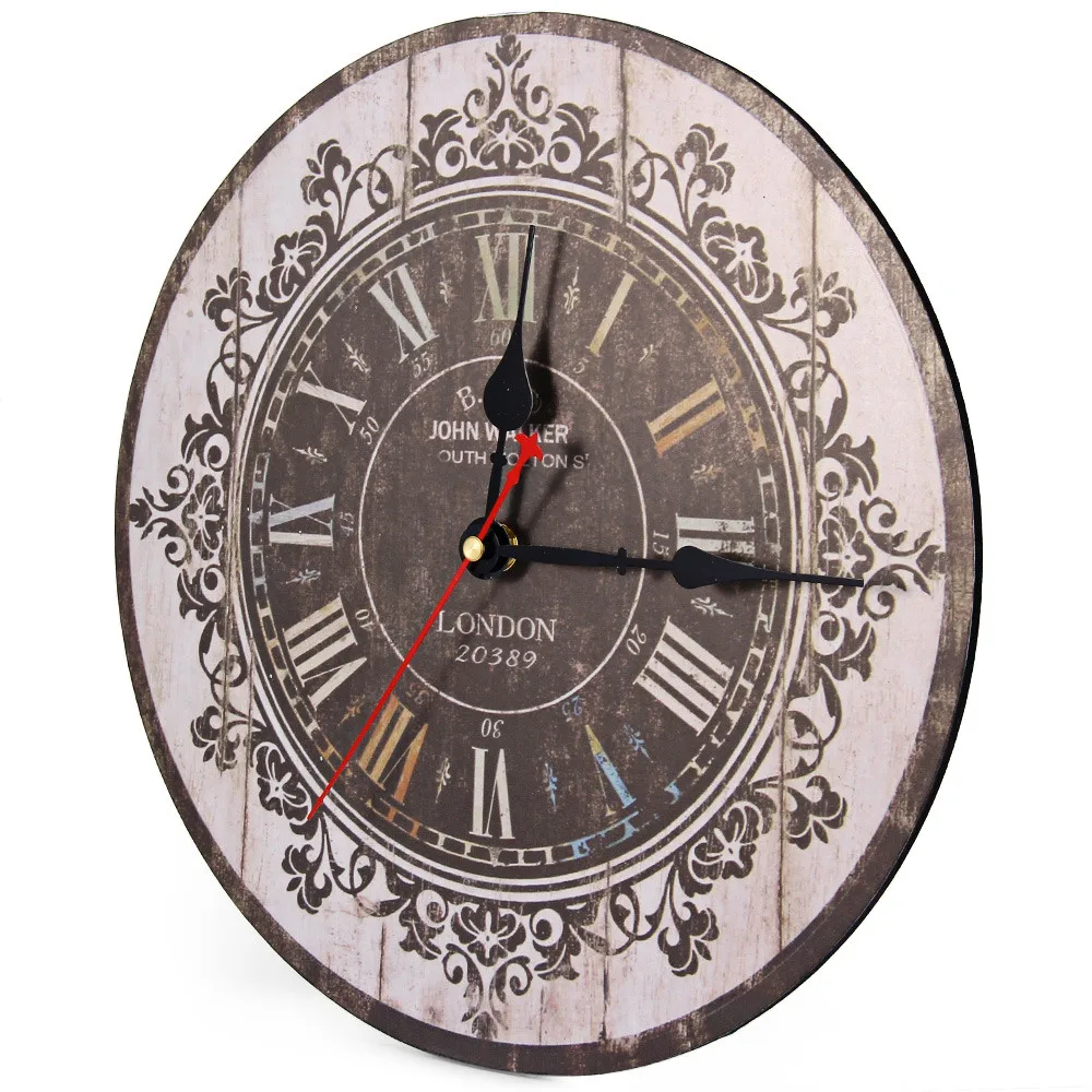 Hot Sale Wall Clock Silent Retro Wooden Decorative Round Wall Hours Antique Vintage Rustic Wall Clocks Hight Quality Wholesale2