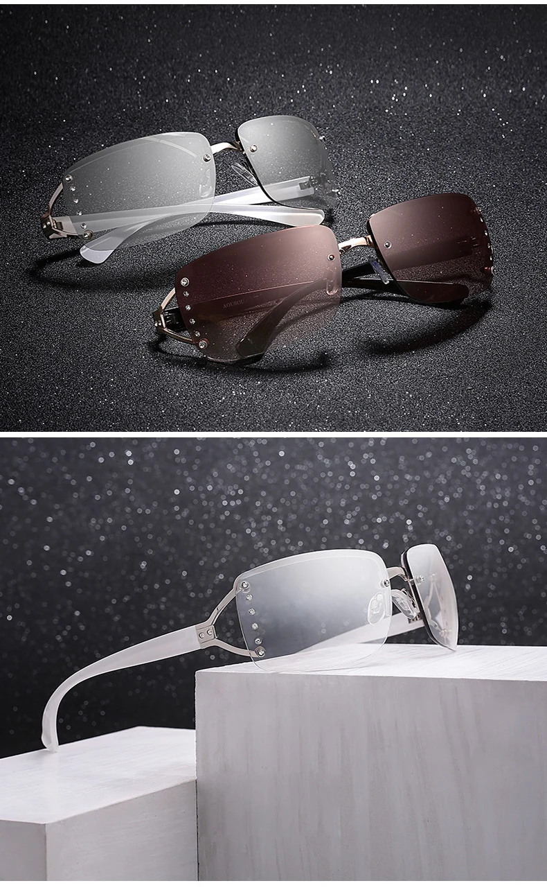 DIDI, алмазные солнцезащитные очки для женщин, роскошный бренд, без оправы, белый сплав, пластиковая оправа, прозрачные очки, женские квадратные очки W495