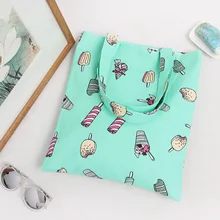 Yile вручную хлопок холст Экологичная многоразовая Для Покупок Сумка через плечо сумка-тоут мороженое L105