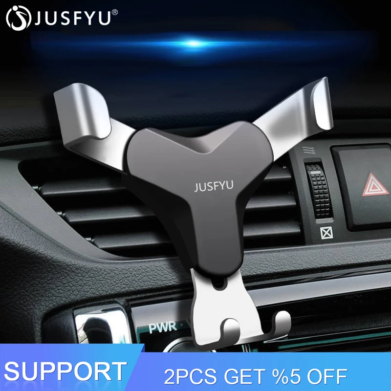 

JUSFYU Car Phone Holder Universal Air Vent Mount Stand Gravity Rotatable Clip Cell Tripod bracket For iPhone X Xr Xs Max Samsung