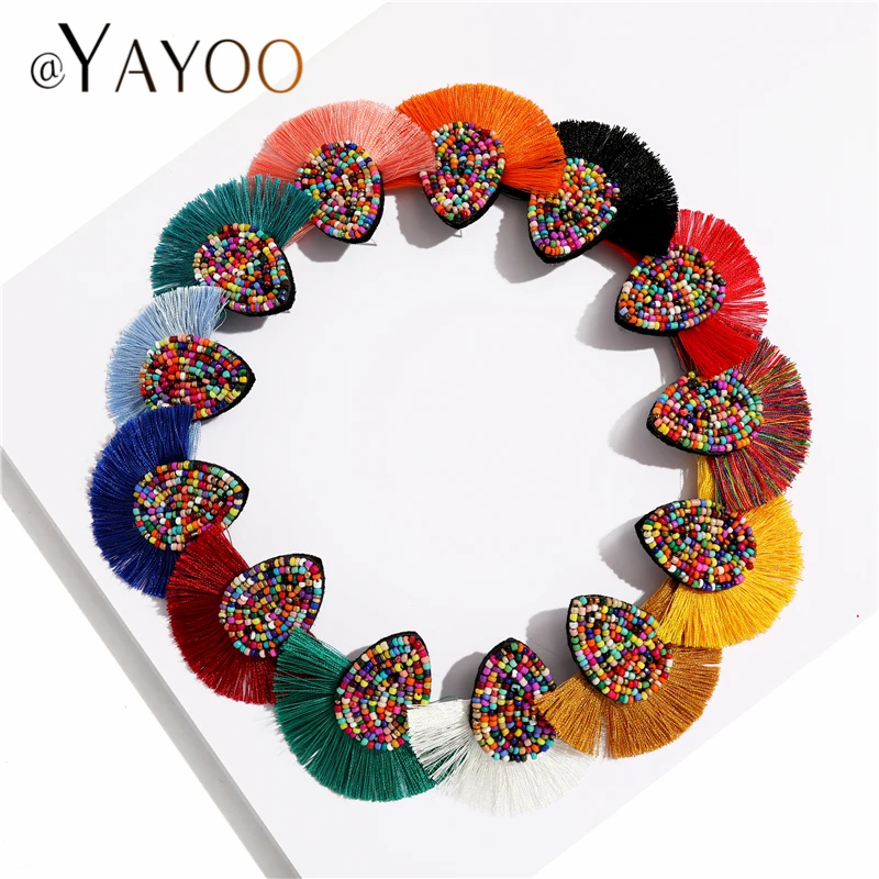 Colorful Beaded Tassel Earrings for Women Fashion Wedding Big Statement Female Fringe Hanging Earings Jewelry dangle earrings drop earrings pendant earrings long earrings crystal tassel earrings