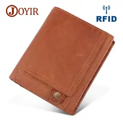 JOYIR новый дизайн Для мужчин кошельки 100% натуральная кожа кошелек RFID кредитной держатель для карт мужской кошелек на молнии карман для монет