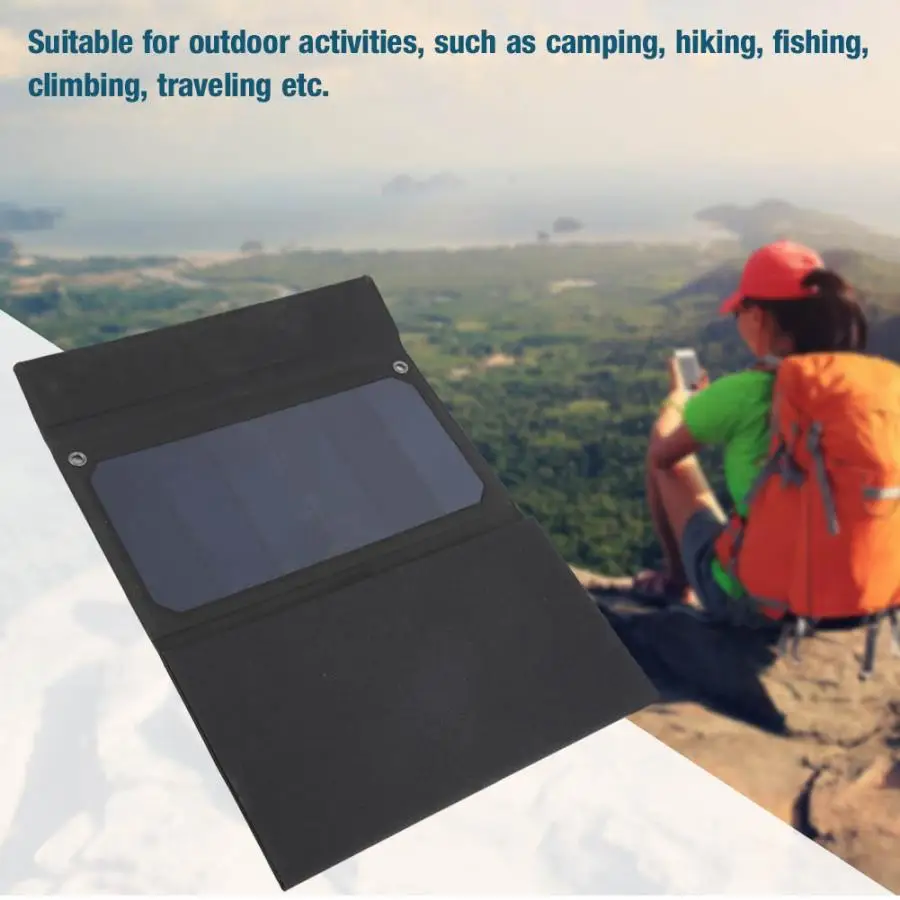 

LED Solar Panel 24W Waterproof Foldable LED Monocrystalline Silicon Solar Panel Dual USB Output for Outdoor