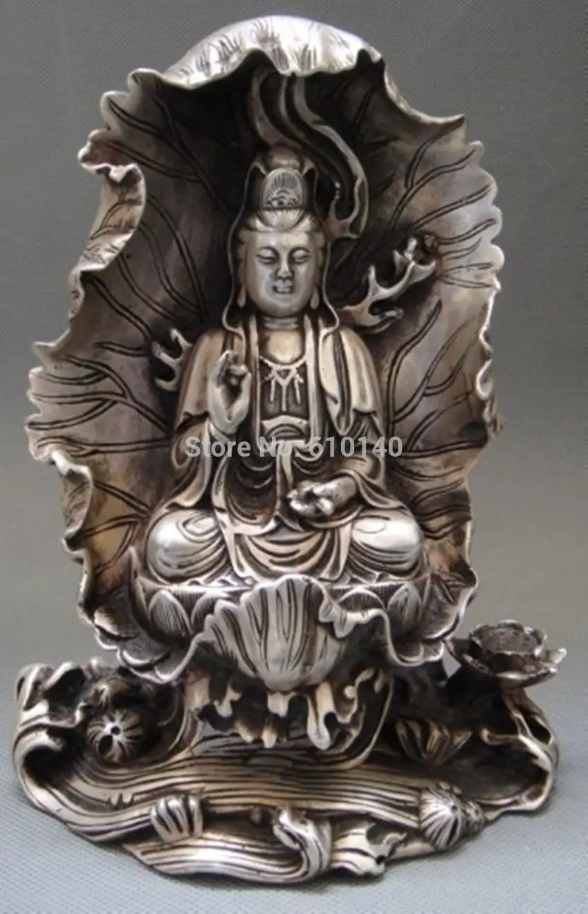 

Tibet Tibetan Buddhism Silver Bodhisattva Guan Yin Kwan-Yin Buddha Statue