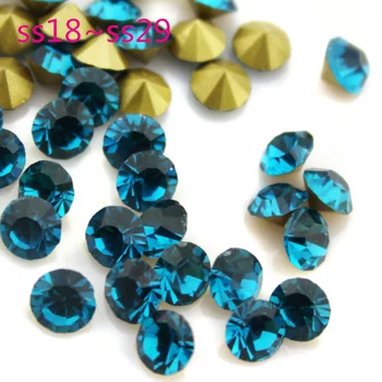

Blue Zircon ~Size SS18~SS29 Round Crystal loose pointback rhinestone,Glass glue on nail art rhinestones