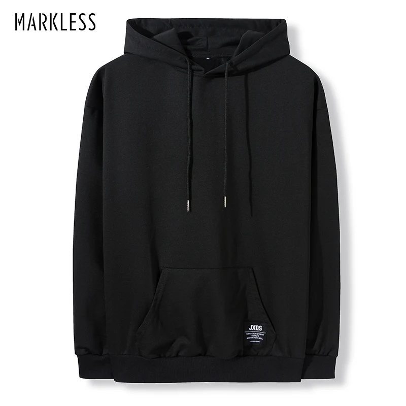 

Markless Hip Hop Men Hoodies 2019 Spring Fashion Streetwear Pullover Sweatshirts Solid Color Letter Print Hoodie for Men Z9