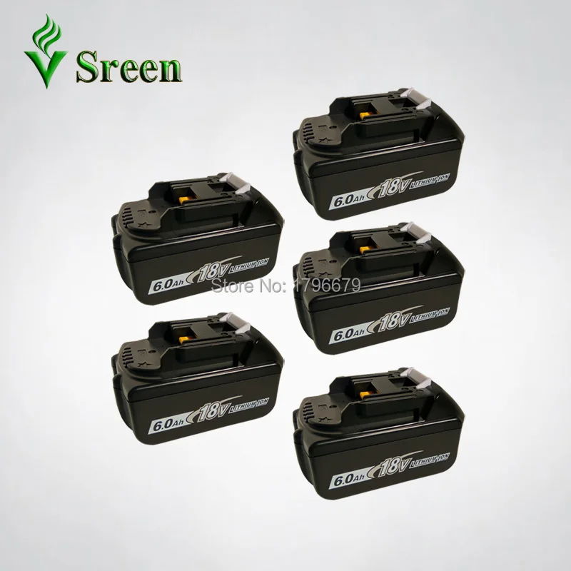 5PCS 6000mAh 18V BL1860 Lithium Ion Replacement for Makita BL1840 LXT400 BL1850 BL1830 Power Tool Rechargeable Battery 194205-3 5PCS 6000mAh 18V BL1860 Lithium Ion Replacement for Makita BL1840 LXT400 BL1850 BL1830 Power Tool Rechargeable Battery 194205-3
