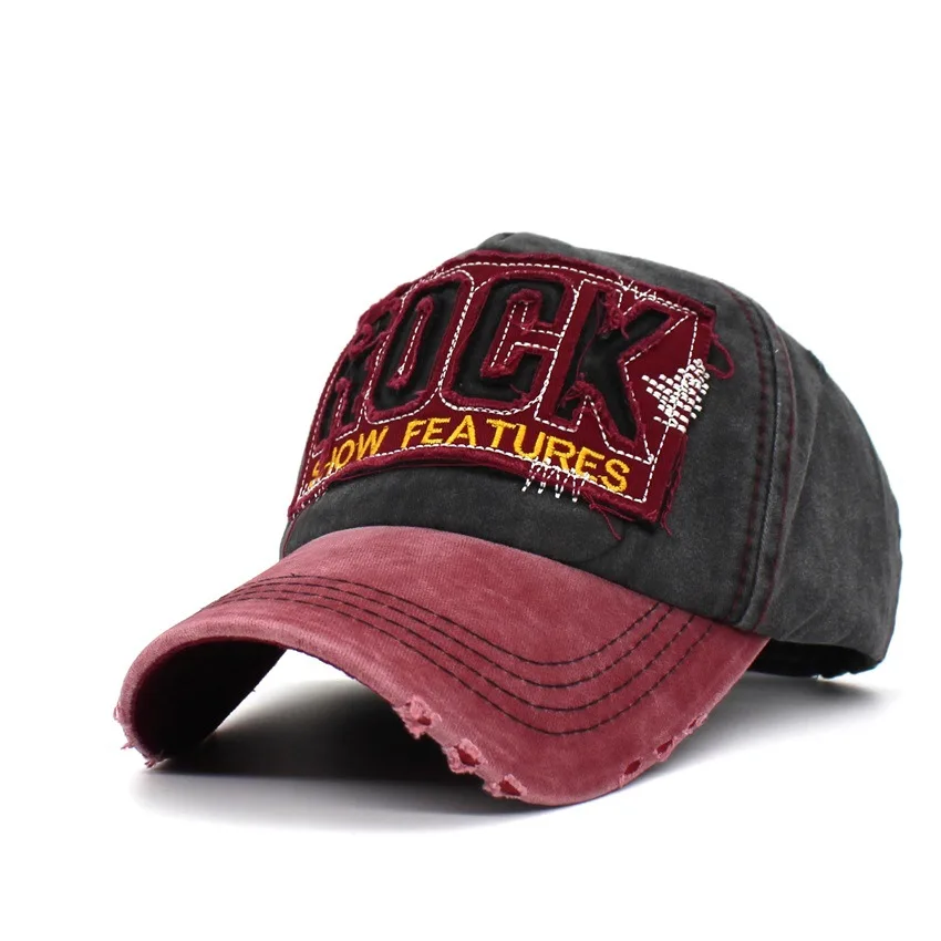 

Baseball Cap Men Women Washed Cotton Snapback Caps Letter Rock Embroidered Hat Summer Beach Sports Sun Hats Hip Hop Streetwear