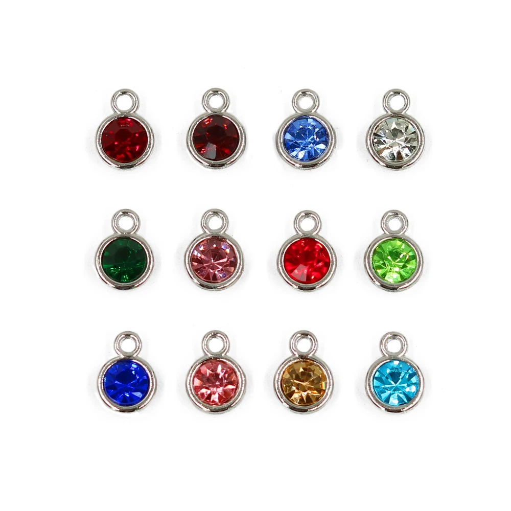 60pcs/lot Colorful Crystal Birthstone Charms for Necklace Bracelet