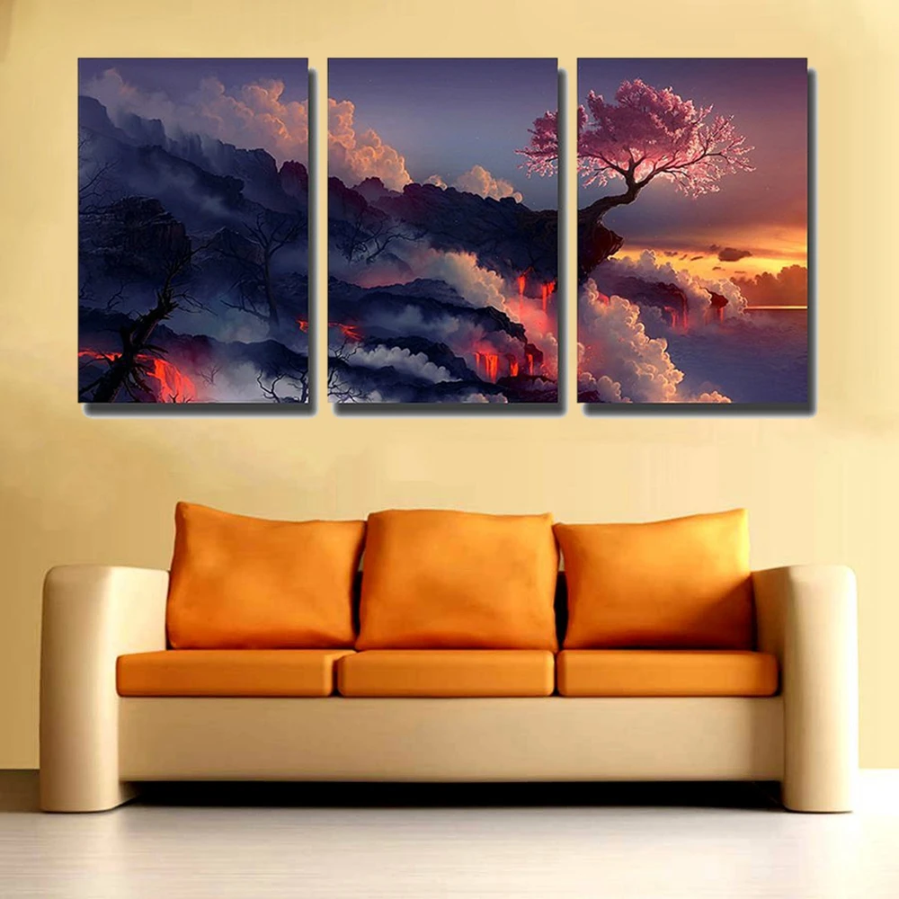 Gift Photo Magic Cherry Tree in Volcanoes Canvas Prints No Frame Modern Wall Art Painting Artwork for Room Home Decor 16X24inch
