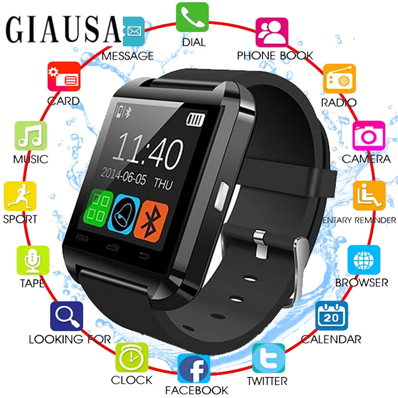 Новые умные часы Bluetooth U8 для IPhone IOS Android смартфон Носите Носимых устройств PK A1 GT08 DZ09
