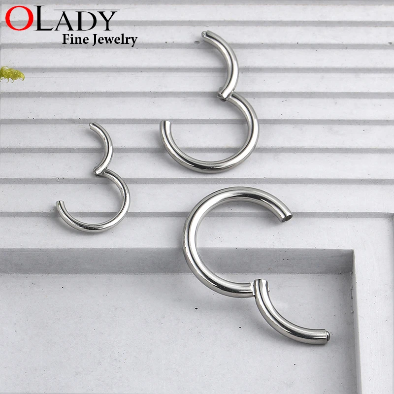 6mm 8mm 10mm 12mm 12G 14G 16G Circular Septum Clicker Titanium Hoop Earrings Piercing For Women Men 4