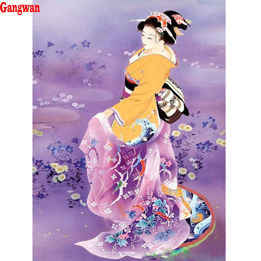 Japanese woman,Geisha,Diy,5d,Diamond painting Cross Stitch,Diamond Embroidery,Christmas gift, Mosaic,Oriental Woman Home Decor