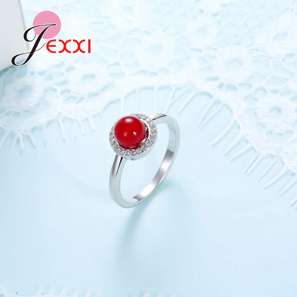Модные женские кольца с красным жемчугом для свадьбы, помолвки, 925 пробы, серебряные ювелирные изделия с кубическим цирконием, Annivary Anillos