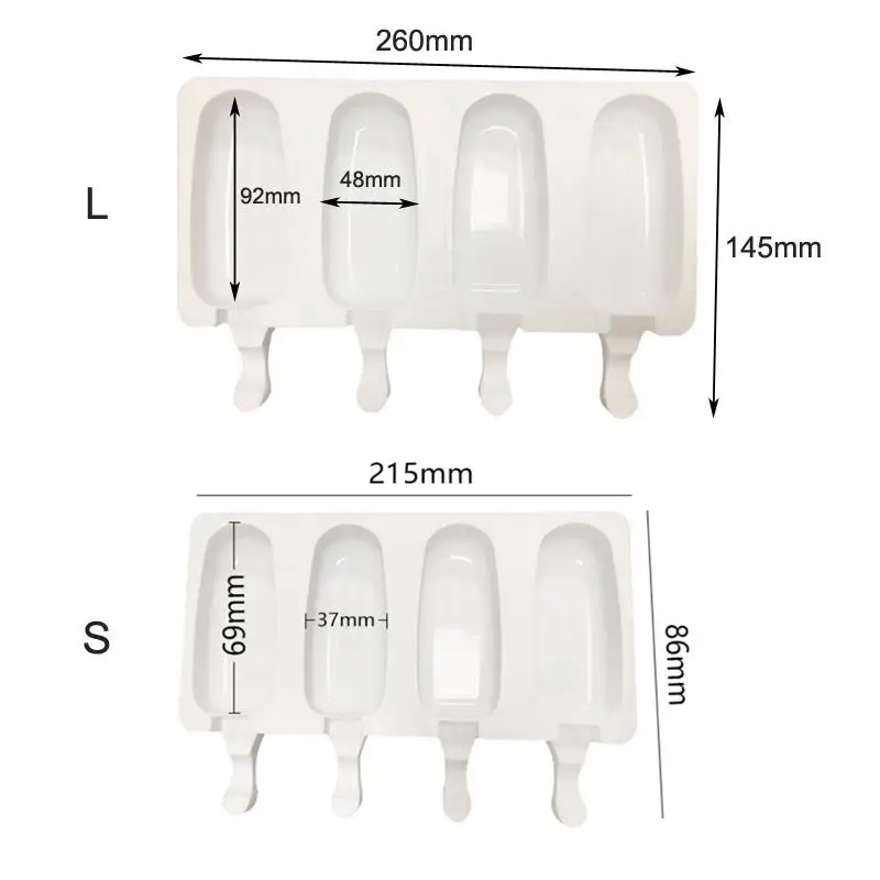 4 полостей силиконовая морозильная камера мороженое Конфета инструмент для изготовления сока эскимо формы Дети Поп лоток для мороженого на палочке форма для льда - Цвет: L
