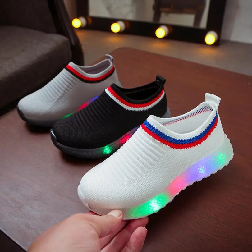 

2019 Autumn Children's Light Shoes LED Light Shoes Glowing Sneakers for Boys Light Pedal Socks Shoes kinder schoenen