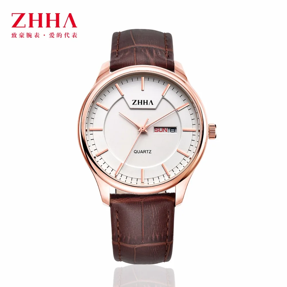 ZHHA New Fashion Casual Women Watchs Man Lovers Wristwatch Leather strap Analog Quartz Watch ZWS010 Masculino