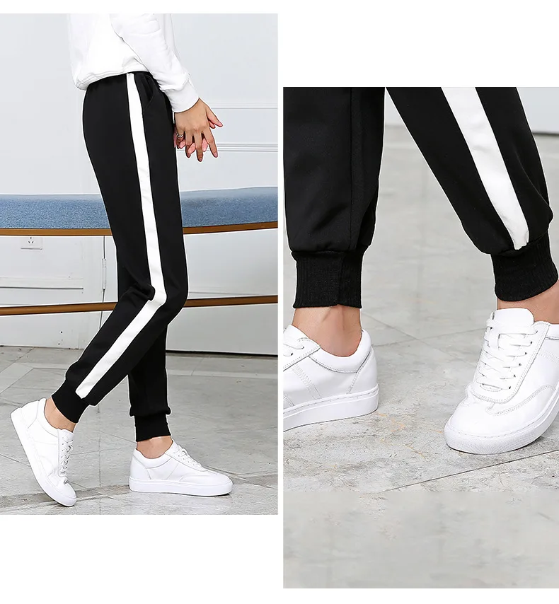 Women Pants Side Striped Sweatpants Winter Autumn Plus velvet Ankle