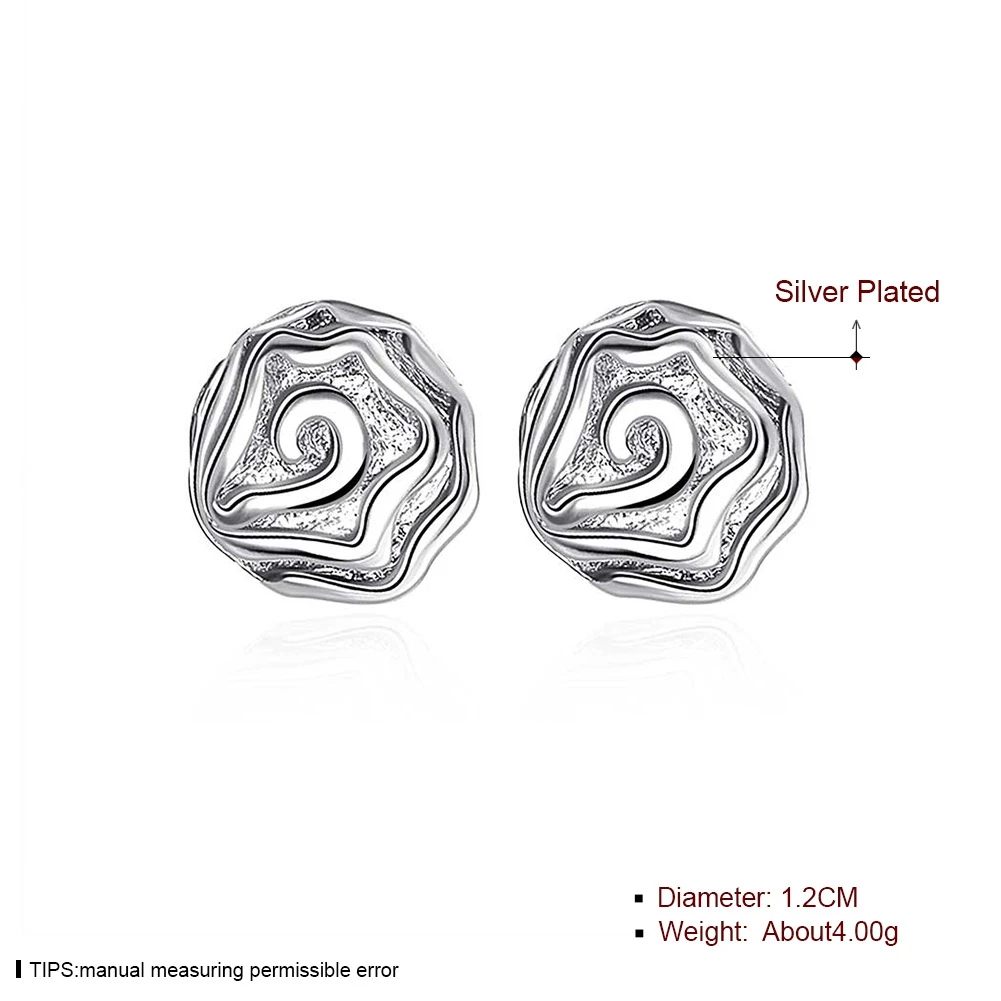 Женские серьги гвоздики с цветком розы Серебристые 12 мм 2020|earrings for women roses|earrings