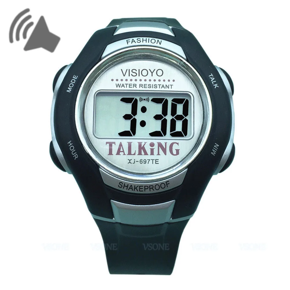 

VISIOYO Digital English Talking Wristwatch with Alarm Clock Sports Style