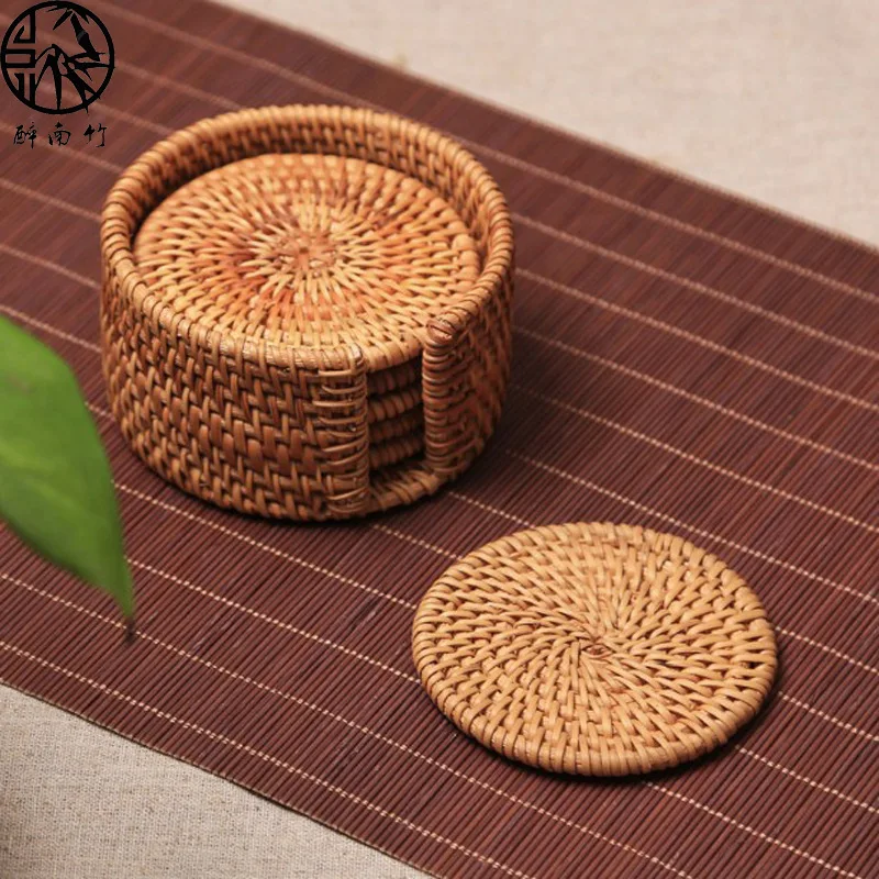 

Rattan Cup Hot Water Coaster Fruit Shape Silicone Coaster Slip Insulation Pad Coaster Pad Hot Drink Rack