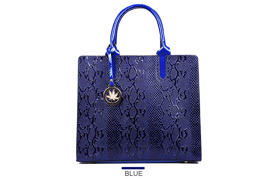 Роскошная змеиная сумка, женская сумка, черная, красная, лакированная кожа, женские сумки, тоут, сумки на плечо, Bolso Mujer Blue de Moda