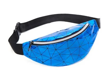 Лазерная прозрачная поясная сумка для женщин, пляжная сумка через плечо, модная повседневная клетчатая сумка - Цвет: Синий