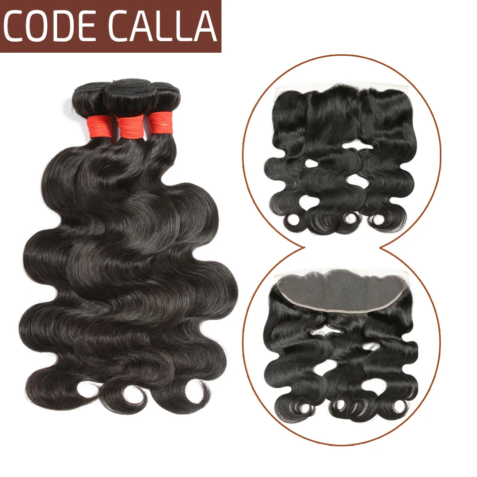 

Code Calla Peruvian Pre-colored Raw Virgin Body Wave 3 Bundles With 13X4 Lace Frontal Closure 100% Human Hair Weave For Woman