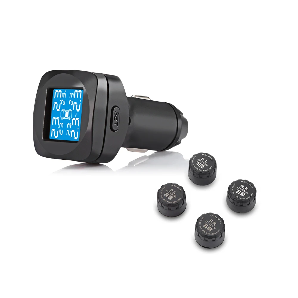 

Smart Car Wireless TPMS External Tire Pressure Monitoring System Cigarette Lighter Digital LCD Display Tire Pressure Alarm