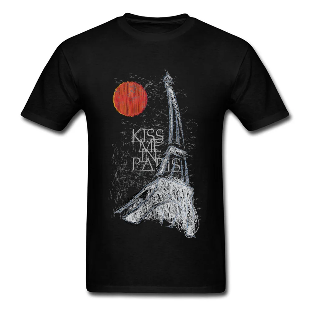 Paris Cotton Fabric Tees for Men Summer T-Shirt Party Hot Sale Round Collar Tops T Shirt Short Sleeve Drop Shipping Paris black
