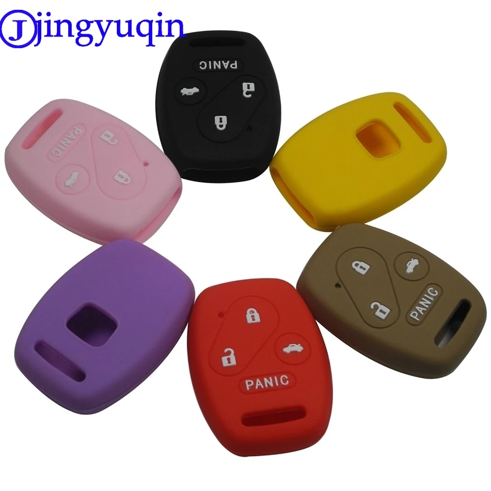 

jingyuqin 4 Buttons Remote Car-Styling Key Case Silicone Cover For Honda Accord CRV Civic Pilot Insight Ridgeline
