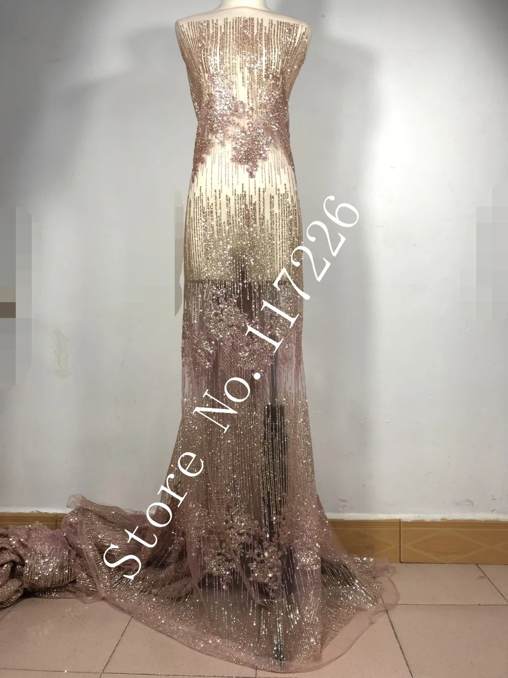 

High quality glitter Mesh African Tulle lace fabric New Design French Mesh Lace with glued glitter