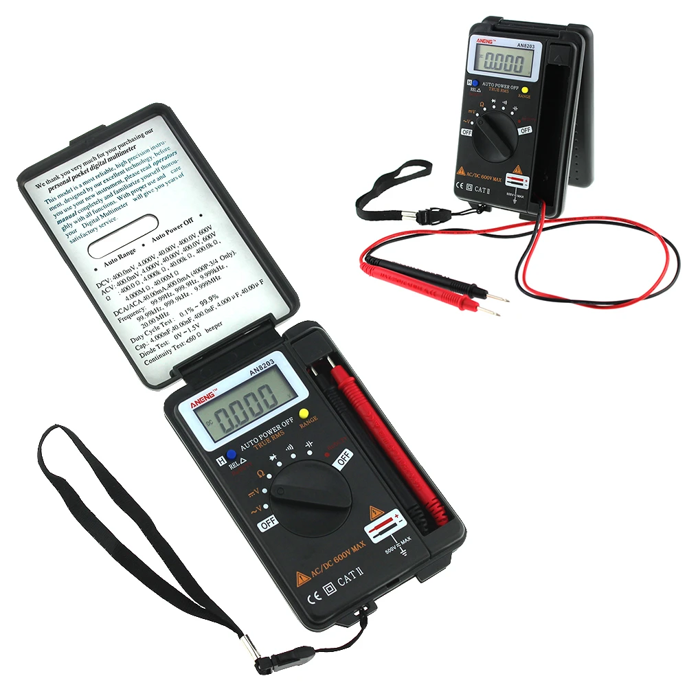 Aneng AN8203 DMM Интегрированный Ручной карманный мини цифровой AC/DC мультиметр