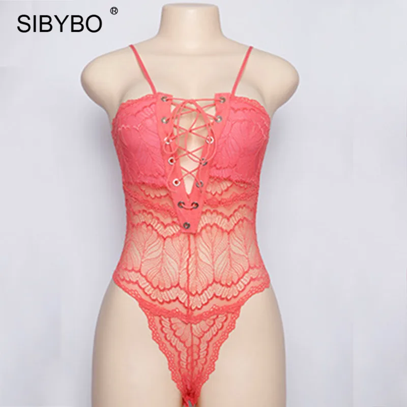 Sibybo, сексуальный кружевной женский прозрачный боди, Облегающий комбинезон, летние комбинезоны, женский комбинезон, боди, комбинезоны, женский комбинезон