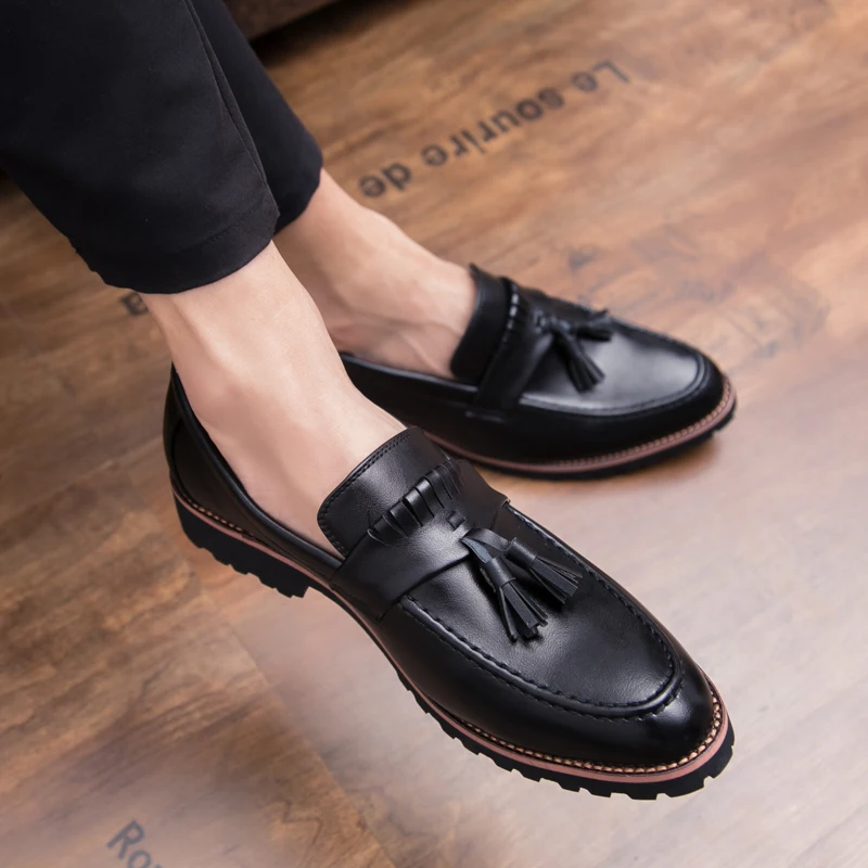 De Chaussures En Gland Marche Slip Bureau Masculine Mode Automne Cuir borwn Black Yeinshaars Hommes on Mocassins 2019 Nouvelle Printemps Casual wZE56tq