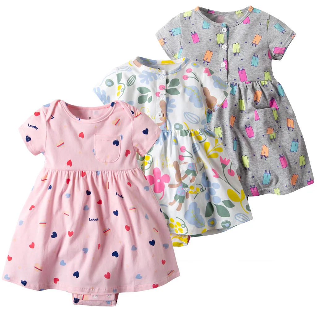 Toddler Infant Kid Baby Girl Short Sleeve Floral Dress Princess Romper Clothes 