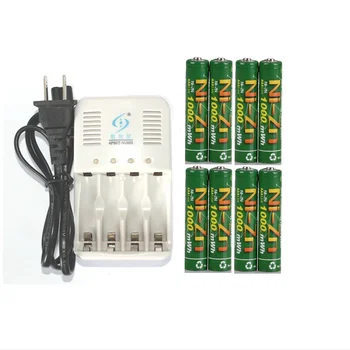 

1.5V AAA Battery 8Pcs BPI NiZn 1.6V1000mwh AAA Rechargeable Battery + 4 slots Ni-Zn NiMH AA AAA battery Charger set