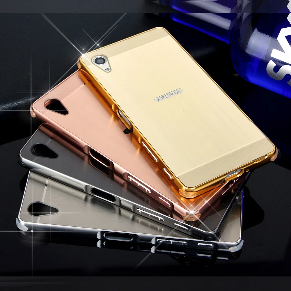 Four-Corner Protection Metal Frame Brushed Back Case Cover for Sony Xperia X XZ XA /XA Ultra /X Compact / Performance/F8131 |
