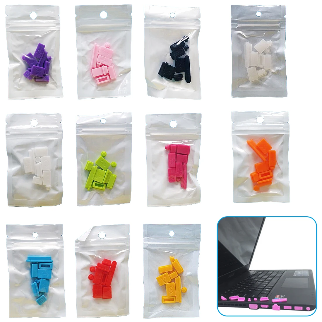 13pcs/set Colorful Silicone Anti Dust Plug Cover Stopper Laptop Dust Plug Laptop Dustproof USB Dust Plug Computer Accessories