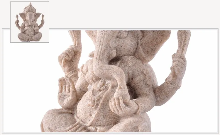 Ермакова 13 см(3,") Высокий индийский бог Ганеш статуя фэншуй скульптура натуральный песчаник ремесло фигурка домашний стол украшение подарок