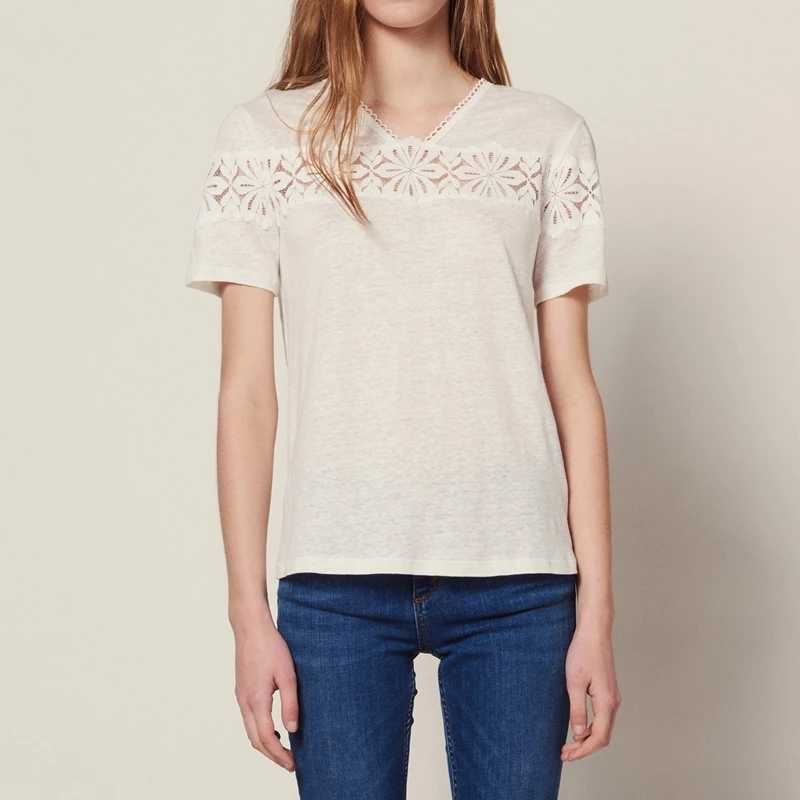 Women Linen Tee Shirts Runway Summer Short Sleeve Tops 2019in TShirts