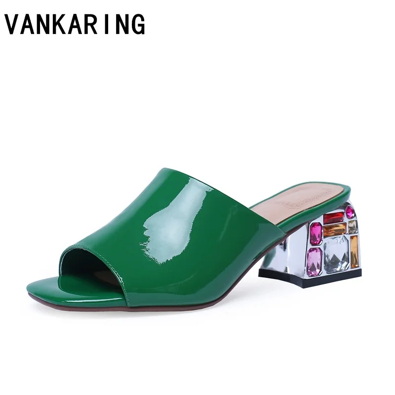 

Luxury brand shoes new genuine leather slippers cut out summer beach sandals fashion women slides outdoor slippers dress shoes