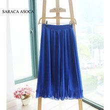 Весенняя шифоновая юбка средней длины, подходящая ко всему, тонкие юбки в складку, 11 цветов