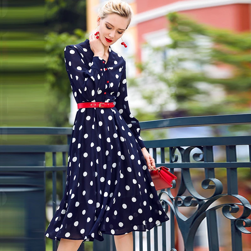 vintage navy polka dot dress