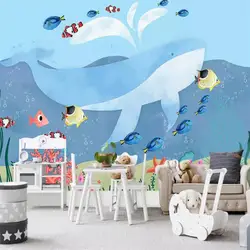 Синий кит детская комната фон стены профессионального производства Настенные обои оптовая продажа на заказ плакат фото стены